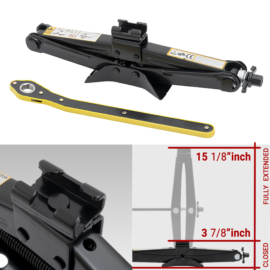 3000 LB TruLift Ratcheting Scissor Jack w/ Secure Pinch Weld Contact