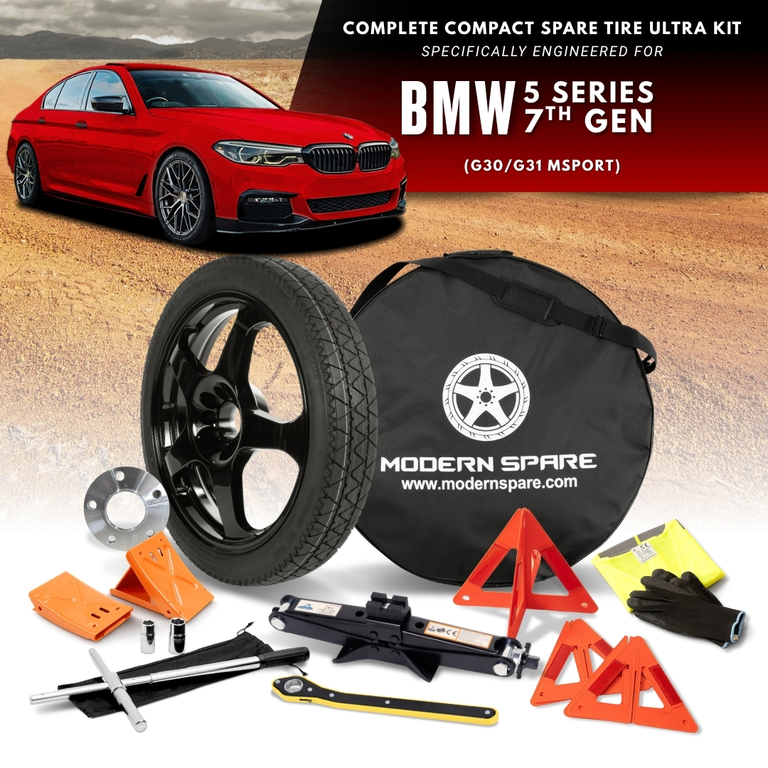 For All 2017-2023 BMW 5 Series (7th Gen G30/G31 w/ M-performance Brakes)- Spare Tire And Complete Accessory Kit Options