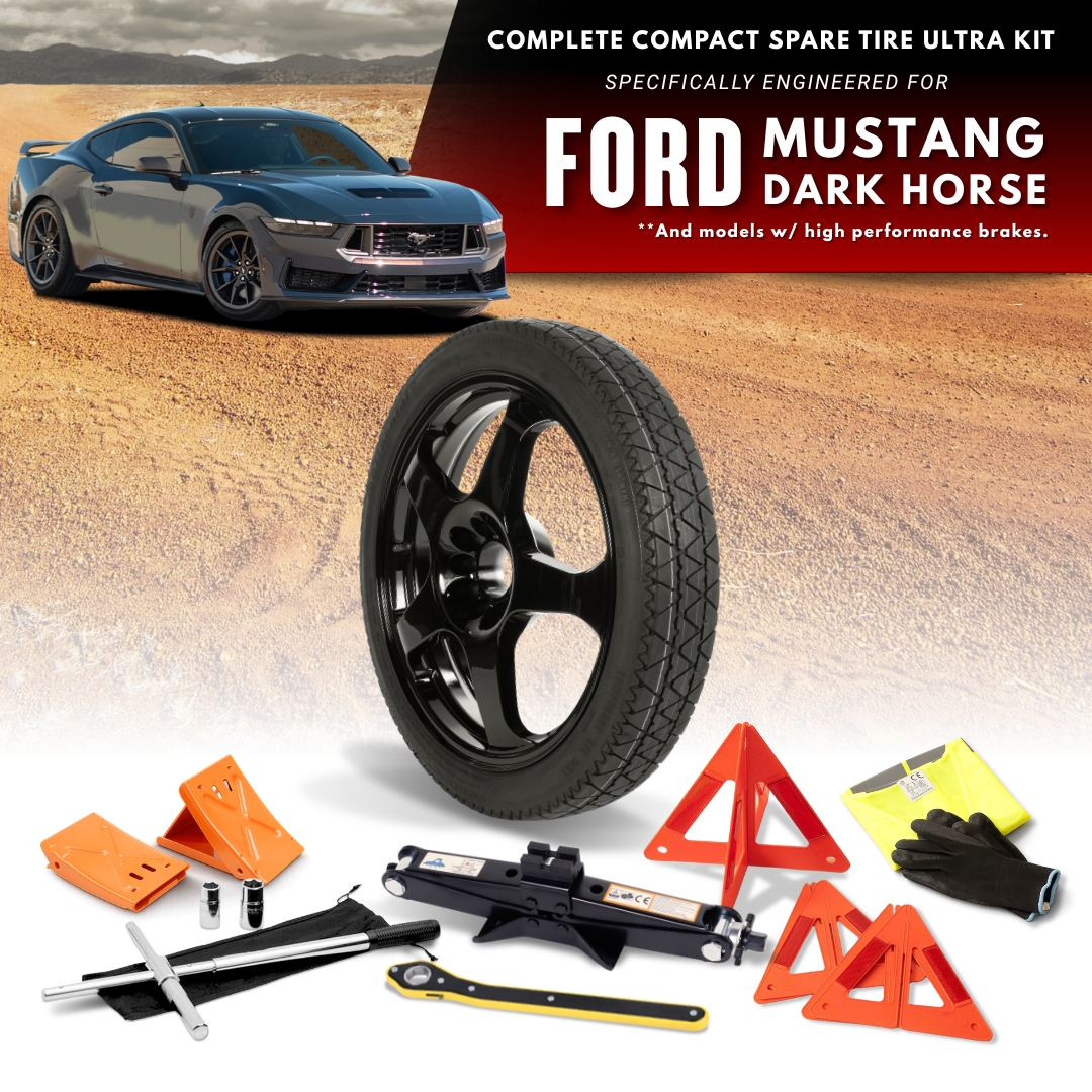 Fits 2024-2026 Ford Mustang Dark Horse (And Models W/ High Performance Brakes**) - Spare Tire And Complete Accessory Kit Options